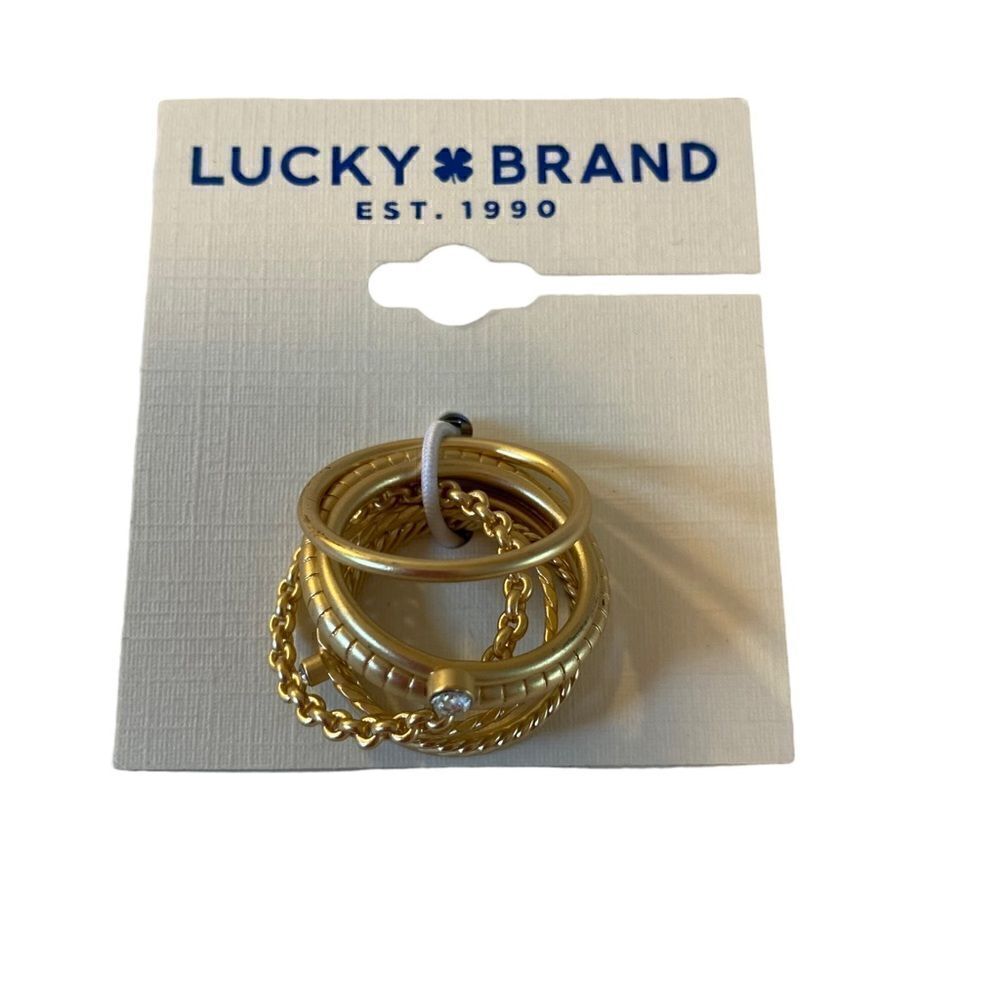 Lucky Brand Ring Stack in Matte Gold. 7 Rings total! Ladies Size 7